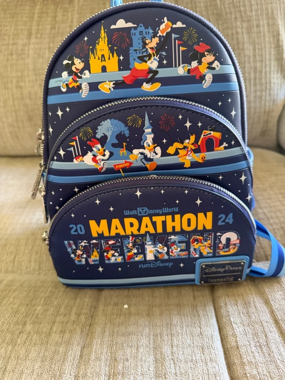 Loungefly Walt Disney World 2024 Marathon Weekend Navy Blue Mini Backpack